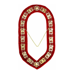 Masonic Regalia Shriners Collar de cadena Latón Metal Chapado en oro sobre terciopelo rojo a precios mayoristas - Product Image 1