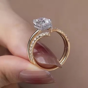 Joyería fina de oro de 18K, 2,5 CT DEF vs1, anillo de bodas de compromiso de diamante cultivado en laboratorio de corte radiante para mujer para el Día de San Valentín - Product Image 5