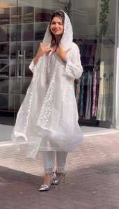 Georgette ethnique indienne Kurti avec broderie lourde travail Jaipuri coton tenue décontracté robe costume élégant avec Salwar pour les fêtes - Product Image 3