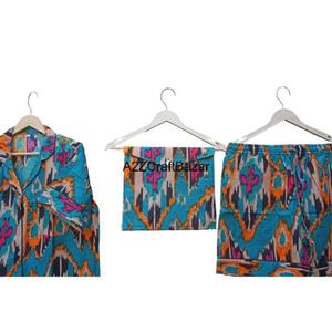 Ensemble de pyjama romantique à manches courtes pour femmes 100% coton doux respirant Fermeture à cordon Vêtement de nuit d'été - Product Image 4