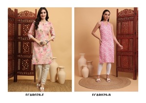 Tissu indien en coton rayonne Kurti Premium pour femmes élégantes Look élégant et coupe confortable aux prix d'usine - Product Image 3