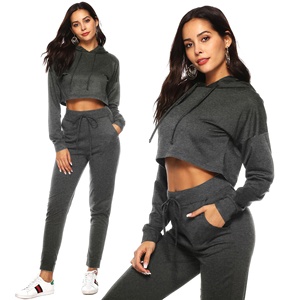 2023 personnalisé Gym femmes à manches longues survêtement nouveau automne sweat et pantalon ensemble grande taille personnalisé survêtement - Product Image 2