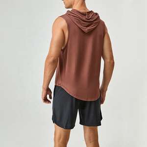 เสื้อกีฬาแขนกุดมีฮู้ดสำหรับผู้ชายเสื้อออกกำลังกายสำหรับเพาะกายฟิตเนสและการฝึก - Product Image 6