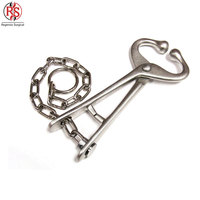 Penjepit Hidung Banteng Profesional dengan Rantai, Bahan Stainless Steel, Pegangan Panjang