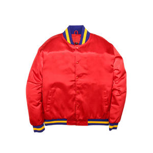 Wholesale Custom Unisex Winter Varsity Baseball <b>Jacket</b> Zipper Front Casual Satin Embroidery Comfortable Regular Length - Product Image 1