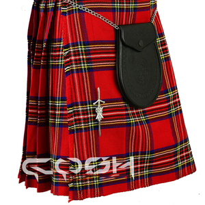 Kilt écossais traditionnel de haute qualité en tartan rouge de style occidental avec sporran réglable et ceinture en cuir, fournisseur du Pakistan - Product Image 2