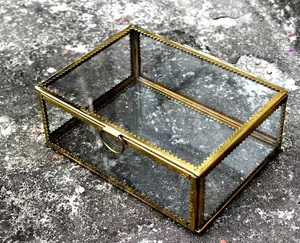 Tall <b>Vintage</b> Brass & Glass Jewelry <b>Box</b> with Make-Up Brush Organizer Custom Size Home Decoration Storage - Product Image 4