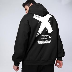 Meilleure vente de 100% coton à manches longues épaule pente col rond imprimé confortable grande taille pull à capuche pour hommes - Product Image 4