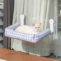 Hamac carré rafraîchissant pour chat, respirant, en fausse fourrure de lapin, avec ventouse pour fenêtre, durable, amovible et lavable