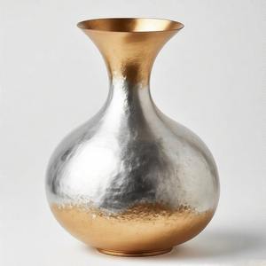 VelvetGlow Grand Metal <b>Vase</b> Opulent Grace <b>Tall</b> Bronze Finish Designer Metal <b>Vase</b> Exquisite Handcrafted Accent for Home Decor - Product Image 2