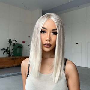 DWY 12 Inch <b>Bob</b> <b>Wig</b> with Ash Blonde and White Balayage Highlights Straight Lace Front for Bold Fashion Statements - Product Image 3
