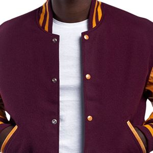 Blouson universitaire unisexe classique en laine avec manches en similicuir, patchwork, écologique, style Letterman, équipe américaine - Product Image 3