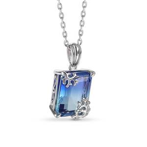 Collier pendentif en argent sterling de qualité supérieure avec pierre de corail de la mer des Mers du Moyen-Orient taillée en émeraude Jeulia - Product Image 2