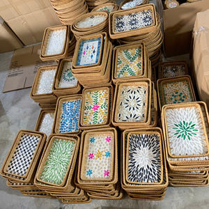 Bandeja de Ratán con Incrustaciones de Nácar, Decoración de Concha de Ratán Hecha a Mano para Mesa de Comedor, Vietnam, por 99 Gold Data - Ms Violet - Product Image 6