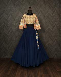 Lehenga choli ผู้หญิงแฟชั่นพิมพ์ลายดิจิทัลปักเลื่อมบานออกล่าสุด - Product Image 1