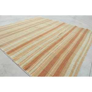Turkish Oversize Rug 11.8x12.5 ft, <b>Brown</b> White Solid Rug <b>Wool</b> - Product Image 4