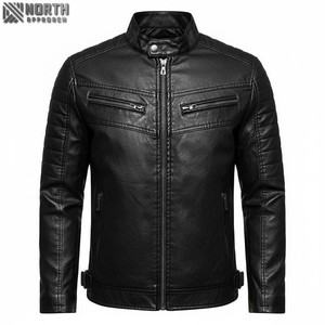 Blouson aviateur unisexe court et lavable personnalisé en cuir PU col montant ample hiver teint uni imperméable coupe-vent - Product Image 1