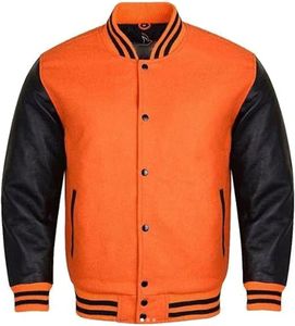 Vintage Wool Varsity Jacket Retro Style Letterman Jacket with Contrasting Leather Sleeves - Product Image 1