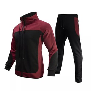 Survêtement coupe-vent rouge et noir décontracté personnalisé survêtement coupe-vent de gymnastique survêtement grande taille pour hommes vestes - Product Image 4