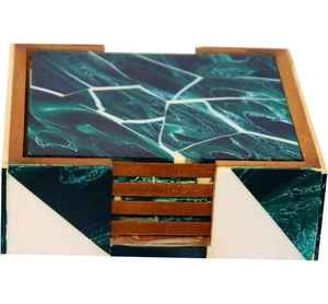 Handmade Custom <b>Wooden</b> <b>Coasters</b> Set Bone and Brass Inlay Made in India Promotional Set with Unique Bone Inlay Design - Product Image 2