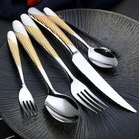 Ensemble de Couverts de Luxe en Acier Inoxydable Plaqué Or, Design Tendance, Faible MOQ, Cuillère, Fourchette et Couteau pour la Maison - Vente en Gros