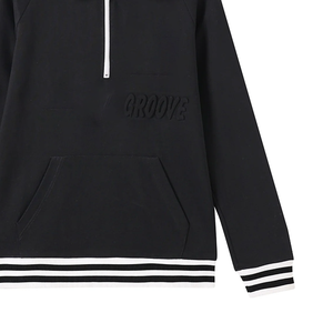 Groove Phi Groove <b>Black</b> Quarter Zip Winter Acid Wash <b>Sweatshirt</b> Private Label <b>Crew</b> <b>Neck</b> Pullover Embroidered Logo Zip Hem - Product Image 6