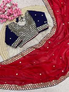 Sari indien de créateur, dernière collection, vêtements ethniques exclusifs, satin de soie Fendy, traditionnel, pour mariage, soirée, vêtements de fête - Product Image 6