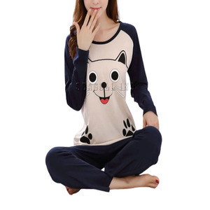 Conjunto de ropa de dormir con estampado de dibujos animados, conjunto de pijamas de manga larga para mujer, ropa de casa holgada suave - Product Image 2