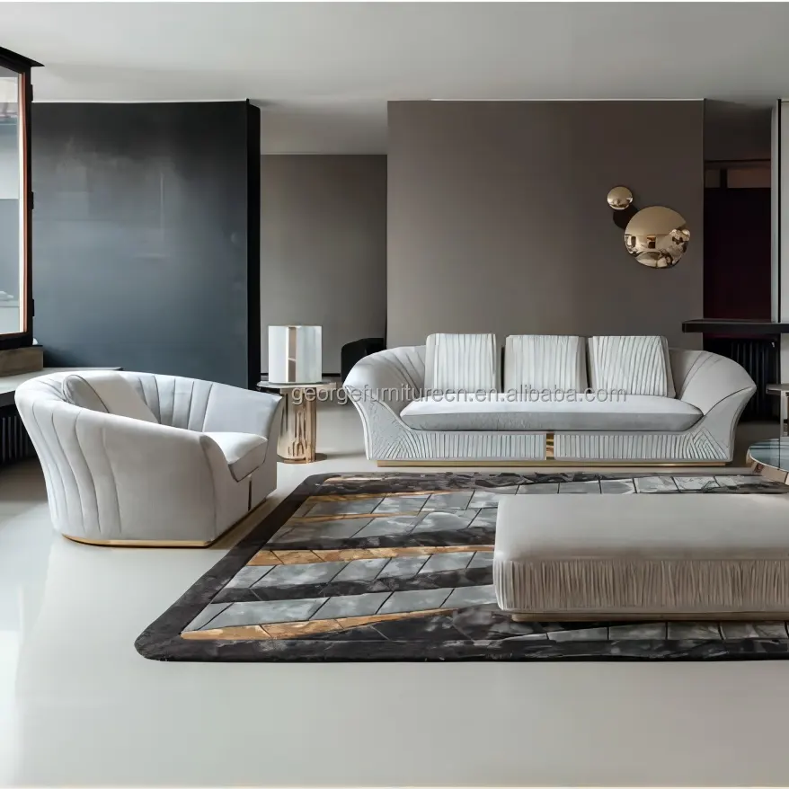 लक्जरी घर फर्नीचर इतालवी शैली कूचेस लिविंग रूम फर्नीचर सोफे सेट चमड़े के सोफे सेट