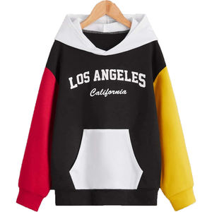 Sudadera con capucha para hombre con hombros caídos, bolsillo de bloque de Color, logotipo personalizado bordado, de felpa francesa, de gran tamaño, 100% algodón, impermeable, transpirable - Product Image 1