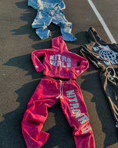 ชุดวอร์ม2ชิ้นสำหรับผู้ชายผ้าเฟรนช์เทอร์รี่ระบายอากาศประดับพลอยเทียมสำหรับฤดูใบไม้ผลิออกแบบได้ตามต้องการ - Product Image 5