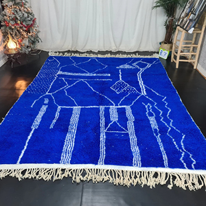 Alfombra de Océano Azul Alfombra de área abstracta increíble para su sala de estar Alfombra marroquí hecha a mano inspirada en el nómada bereber a precio a granel - Product Image 1