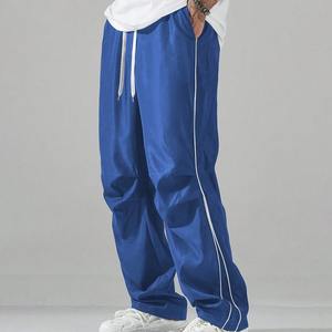 Pantalones de chándal informales con cintura elástica para hombre, pantalones de pierna ajustables con cordón de rayas laterales, tela holgada - Product Image 5