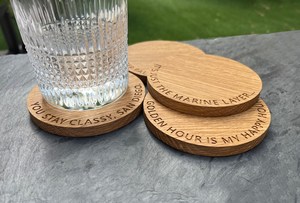 Handcrafted Wood 4 Inch <b>Round</b> <b>Coasters</b> Set of 4 for Home and Kitchen Dinnerware Mats & Pads with Customized Design - Product Image 2