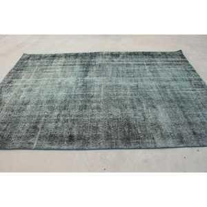 Alfombra Vintage de 6.6x9.5 pies, Alfombra Turca de Lana Azul Abstracta - Product Image 2