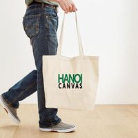 Tas Tote Kanvas Ramah Lingkungan dengan Pegangan, Ukuran Besar, Cetak Warna Natural, Tali Bahu, Ukuran Sesuai Pesanan Vietnam