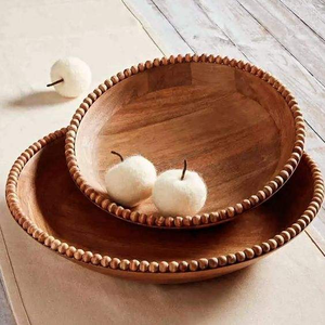 Bol à salade en bois d'acacia naturel, bol à pâte en bois, bols à fruits en teck d'Inde - Product Image 1