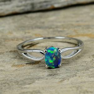 Triplet Fire <b>Opal</b> <b>Ring</b> 925 Sterling Silver <b>Ring</b> <b>Opal</b> <b>Ring</b> <b>Blue</b> <b>Opal</b> <b>Ring</b> <b>Ring</b> For Women Anniversary <b>Ring</b> - Product Image 1