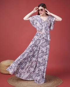 Top corto con estampado floral de Faux Georgette de diseñador de Fab Zone - Product Image 4