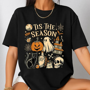 Chemise d'Halloween Vintage, Tis The Season Retro Ghost Spooky Season Halloween Costume T-Shirt, Y2K Halloween Top - Product Image 1