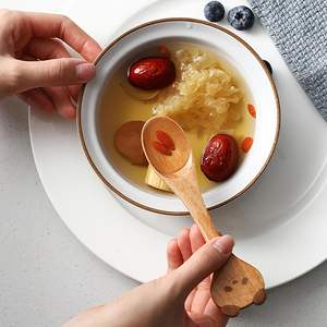 Cuillères en bois mignonnes belle meilleure qualité moins cher ensemble de cuillères en bois d'acacia naturel pour les enfants - Product Image 5