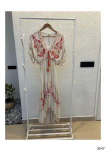 Women's Casual Dresses <b>Elastic</b> Waist Breathable Printed Casual Party Wear with Decoration Rivet Washable Nonwoven Fabric - Product Image 6