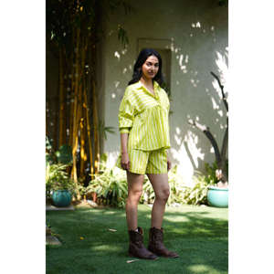 Casual Two Piece Shorts Set with Three Quarter Sleeve Top for Summer - Product Image 1