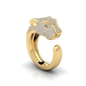 Bague Cocktail Tête d'Animal SHREYA DIAM en Or Blanc et Argent 925, Perle d'Eau Douce, Moissanite, Sertissage Pavé Glacé, Design de Luxe Unisexe - Product Image 3