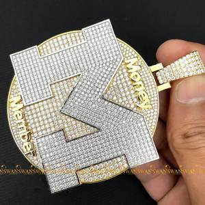Hip Hop estilo M letra colgante moda brillante corte VVS laboratorio cultivado diamantes 925 plata esterlina chapado en oro regalo para ocasiones - Product Image 2
