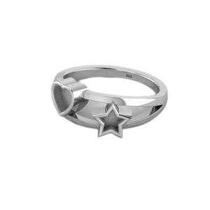 Nueva llegada 925 plata esterlina 5mm corazón estrella Semi montaje en blanco ajuste cóctel anillo de alta calidad joyería fina encontrar recuerdo - Product Image 1