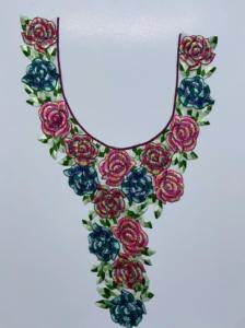 แผ่นแปะคอปกเสื้อพื้นผิวที่มีฐานตาข่ายและศิลปะการปักเลื่อมทำงานสำหรับชุดเสื้อชาติพันธุ์อินเดีย - Product Image 5