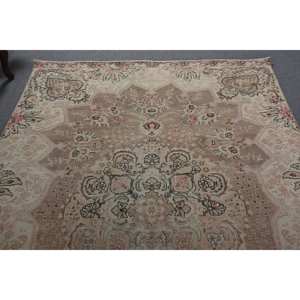 Alfombra de lana ecológica de estilo clásico hecha a mano con respaldo de látex, alfombra rectangular de estilo clásico Vintage de 6x9 pies, color Beige - Product Image 5