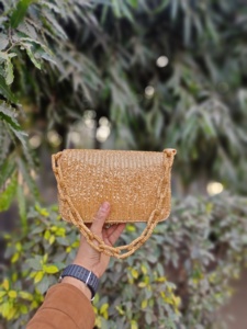 <b>Summer</b> Fashion Women Beaded Purse Woven Handmade Embroidery <b>Crossbody</b> <b>Bag</b> Zipper Closure Chain for Beach Handbag Gift - Product Image 2