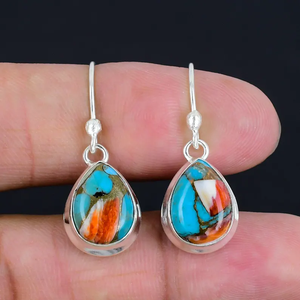 Oyster Turquoise Gemstone 925 Sterling Silver Charm Dangle <b>Earrings</b> Christian Gift for Women Girls AAA Grade <b>Nickel</b>-<b>Free</b> - Product Image 1